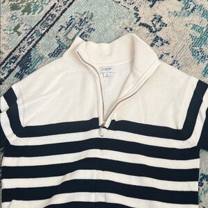 J. Crew Black and Cream Striped Pullover